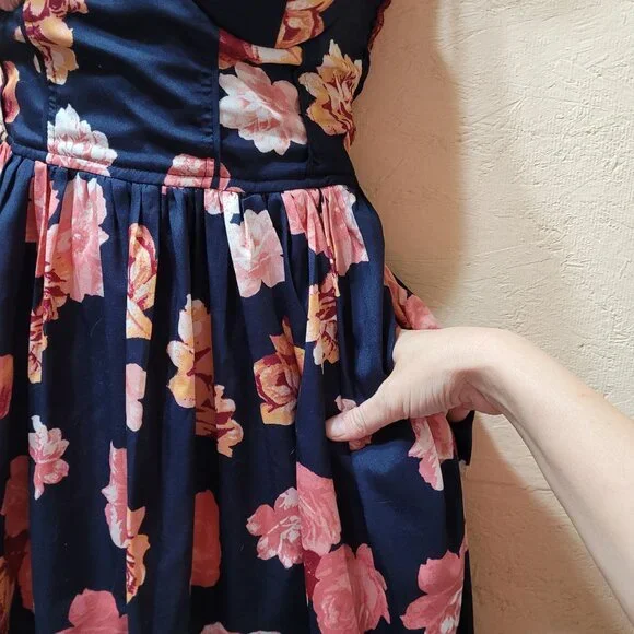 Band of Gypsies Women's Size XS Boho Floral Mini Sundress Corset Bodice Pockets - Picture 6 of 10